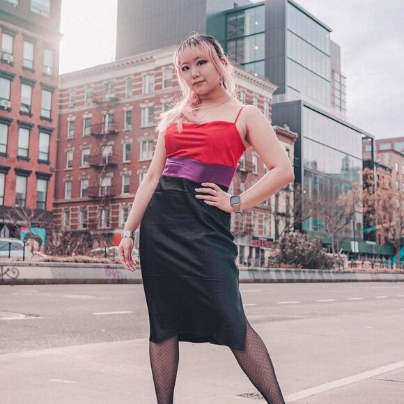 Express Colorblock Slip Dress - Picture 2 of 4